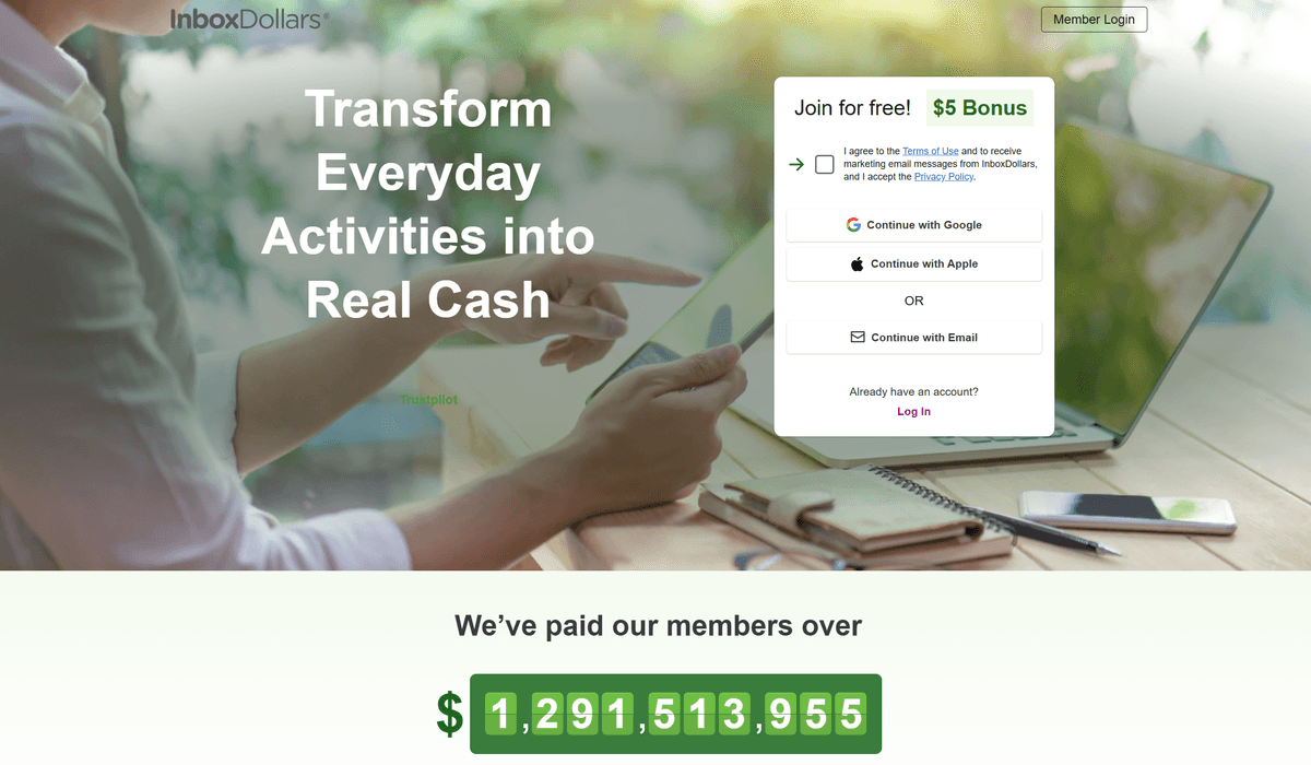 InboxDollars dashboard interface